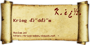 Krieg Ádám névjegykártya