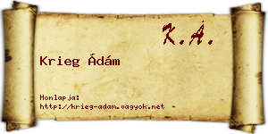 Krieg Ádám névjegykártya